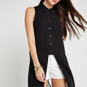 BCBGeneration Long Button Down Statement Blouse